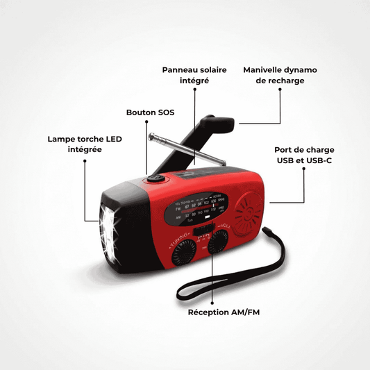 RADIO SOLAIRE D’URGENCE 5 EN 1